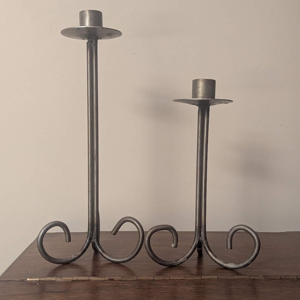 Wrought Iron Scroll Candle Taper Holders